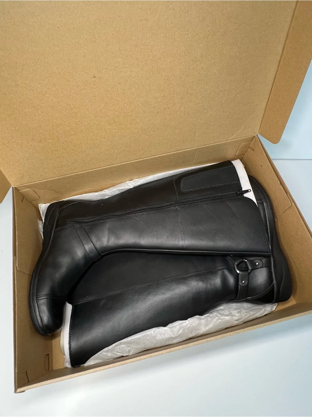 Clarks Cheyn Lindiews Black Leather Tall Riding Boots | Women’s Size 7.5M